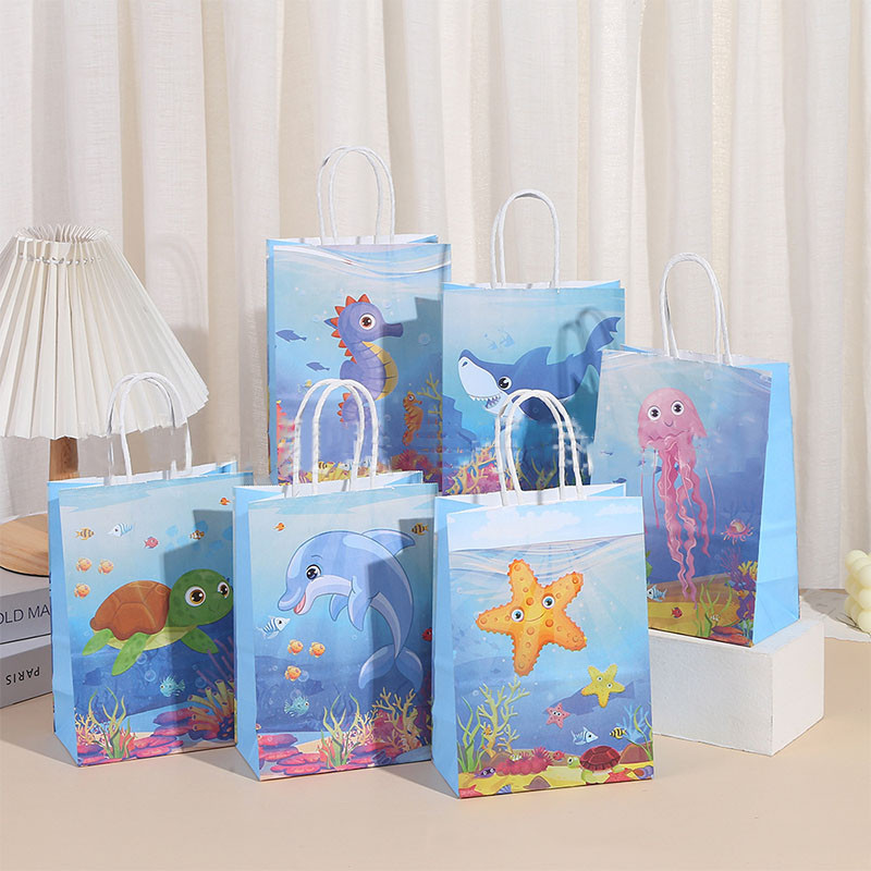 

Ocean Animal Gift Bag Mermaid Party Under The Sea Birthday Party Supplies Cute Dolphin Seahorse Jellyfish Shark Gifts Bag