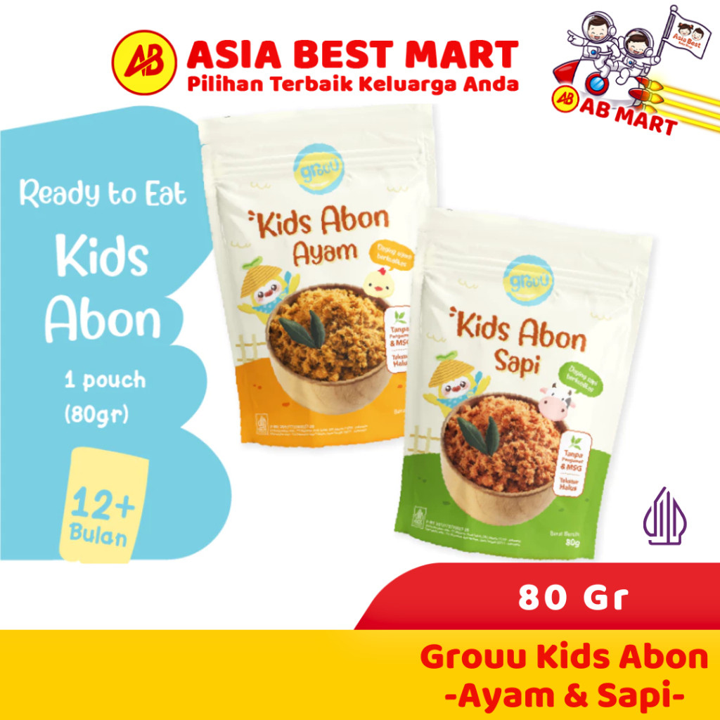

Grouu Kids Abon Ayam/Sapi POUCH 80gr / Abon Anak 1 Tahun Ke Atas