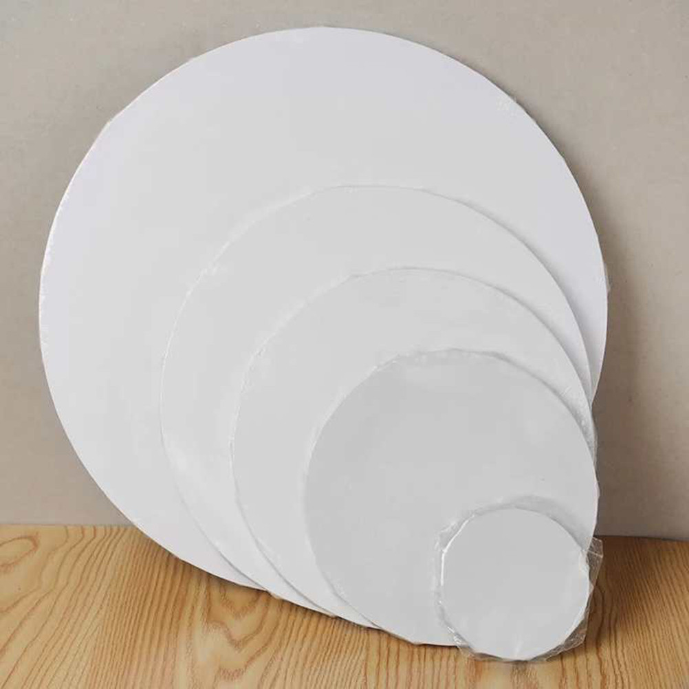 

2 Pcs Small Circle Canvas White Paint Frame Round Stretched Painting Canvases for Boards