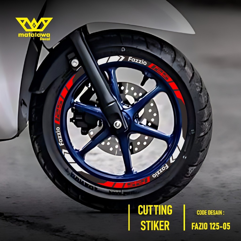 CUTTING STIKER VELG YAMAHA FAZZIO STICKER LIS PELK MOTOR RING 12 FAZIO SET DEPAN BELAKANG 05