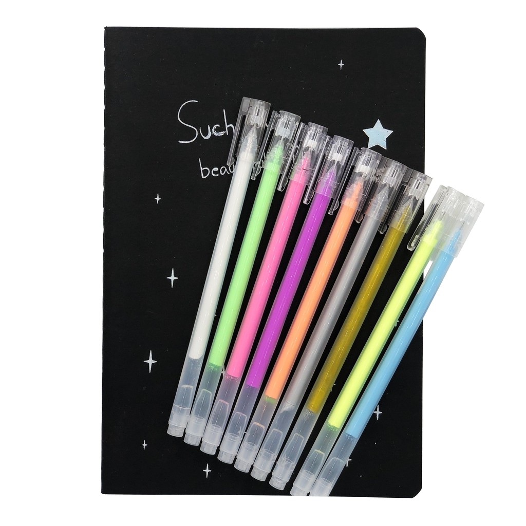 

9Pc Pen+1pc Notebook Set 2022 Sketchbook Diary for Graffiti Soft Cover Black Paper Sketch Book Notebook Office School Supplies