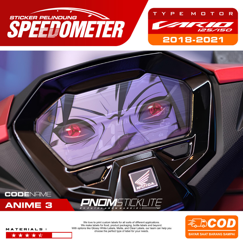 ANTIGORES SPEEDOMETER VARIO NEW 125 150 160 /  STIKER SPEEDOMETER VARIO MOTIF ANIME
