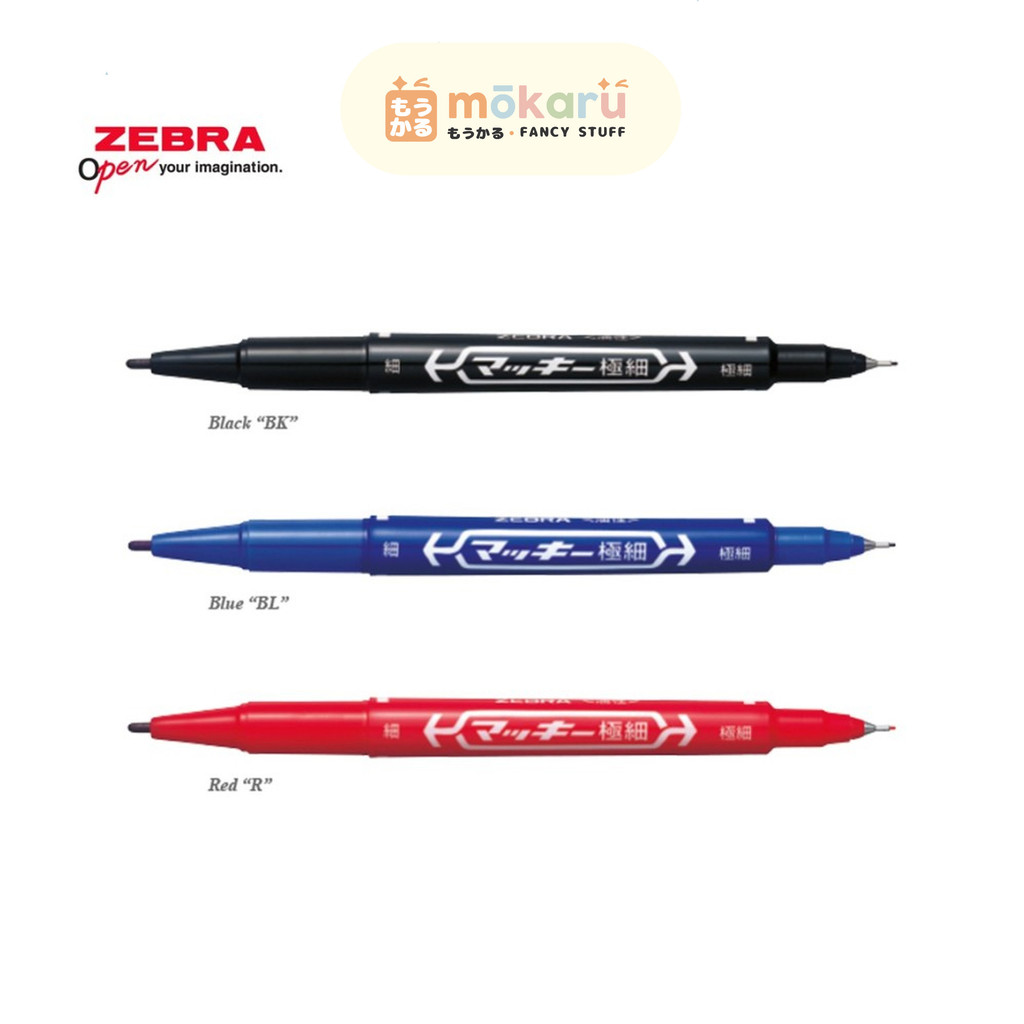 

Zebra Permanent Hi-McKie Twin Marker Twin Tip Extra Fine Black & Blue 0.5mm