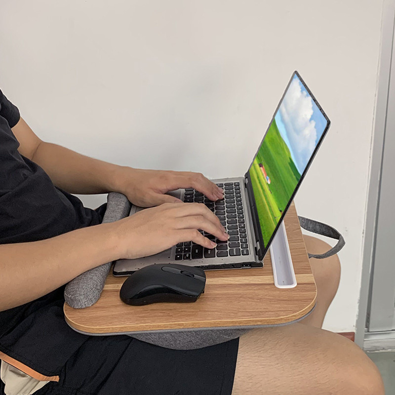 

MUMUCC Lazy Laptop Table with Cushions and Slots, Multifunctional Mini Pillow Table, Portable Room Desk, Office Lumbar Support