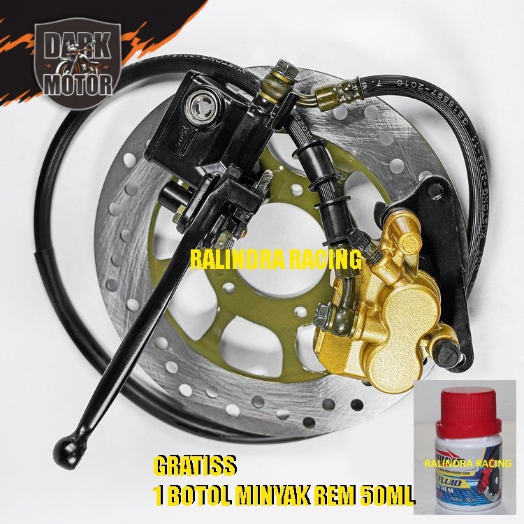 Rem cakram depan komplit Supra X Supra Fit Lama 1 Set 5 Lubang + Minyak Rem