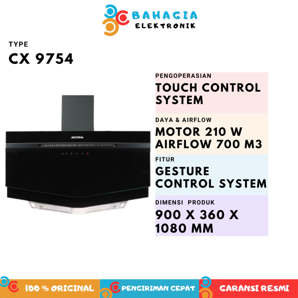 Modena CX 9754 - penghisap asap kompor wall chimney