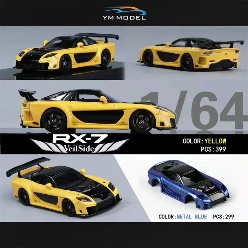 1:64 Veilside Fortune RX7 yellow /  blue Diecast Model Car