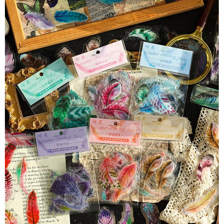 

40 Lembar FAIRY FEATHER Aesthetic Sticker Wings Vintage PET Gwiyeo