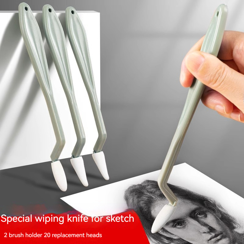 

20Pcs set Art Sketch Wipe Knife Washable Brush Sponge Highlight Artist Correction Detail Eraser Pen Sketch Clean Tools Drawing