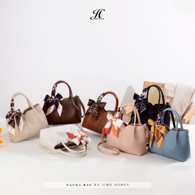 JIMS HONEY - Top Handle Naura Bag - Tas Selempang Kulit Murah Free Scarf