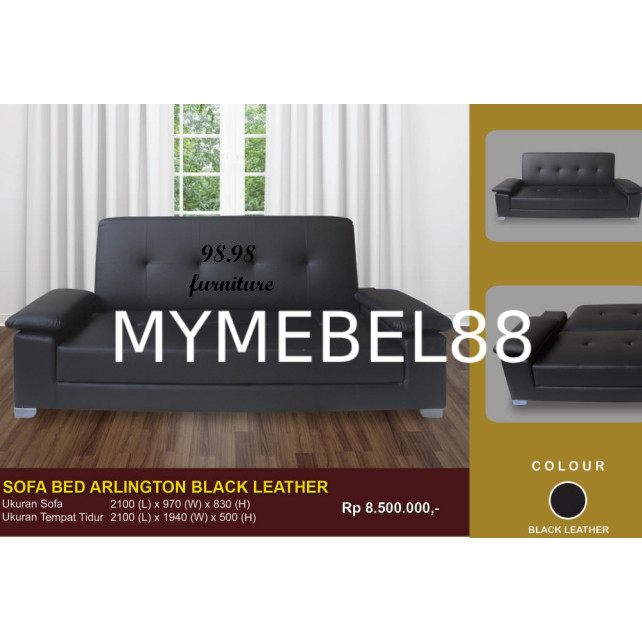 [MYMEBEL88] Termurah SOFA Bed Arlington Black Leather  - Medan