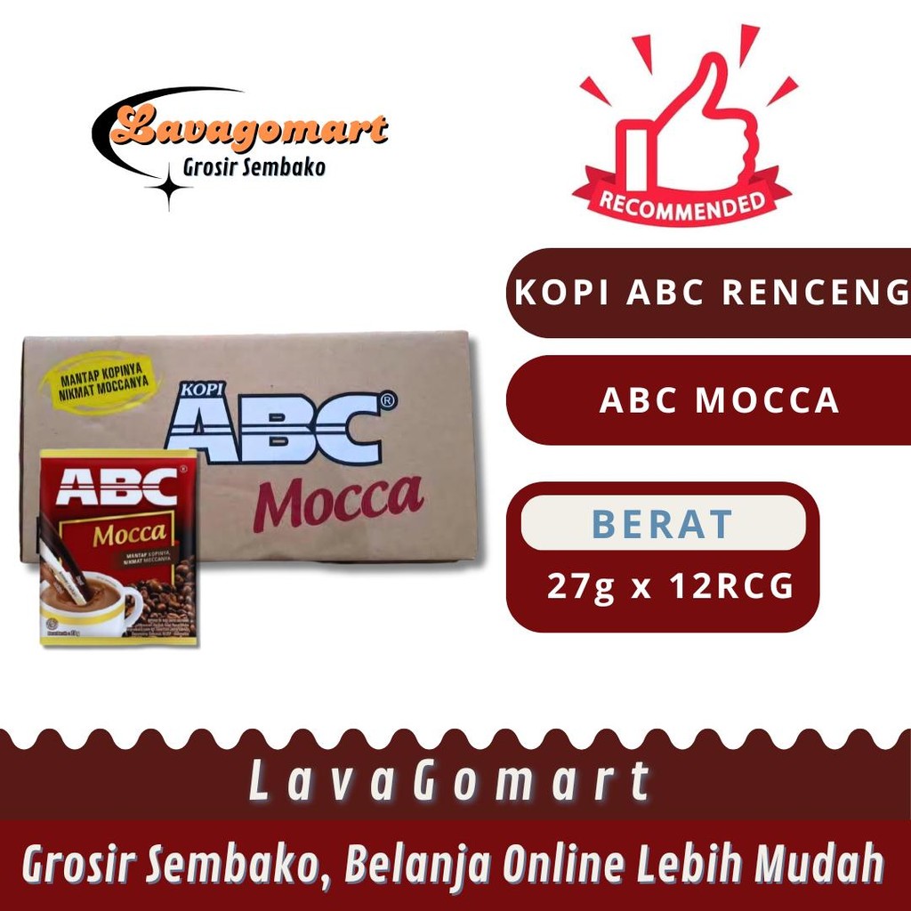 

KOPI ABC SUSU + COKLAT MOCCA SACHET 27g - 1 DUS - LAVAGOMART - BANDUNG