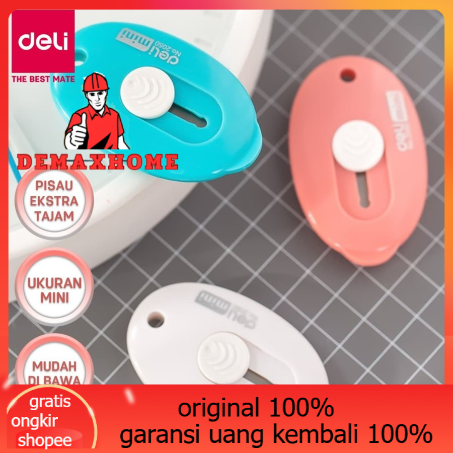 

Deli Pisau Pembuka Paket Mini Cutter Retractable Safety Lock - 2050