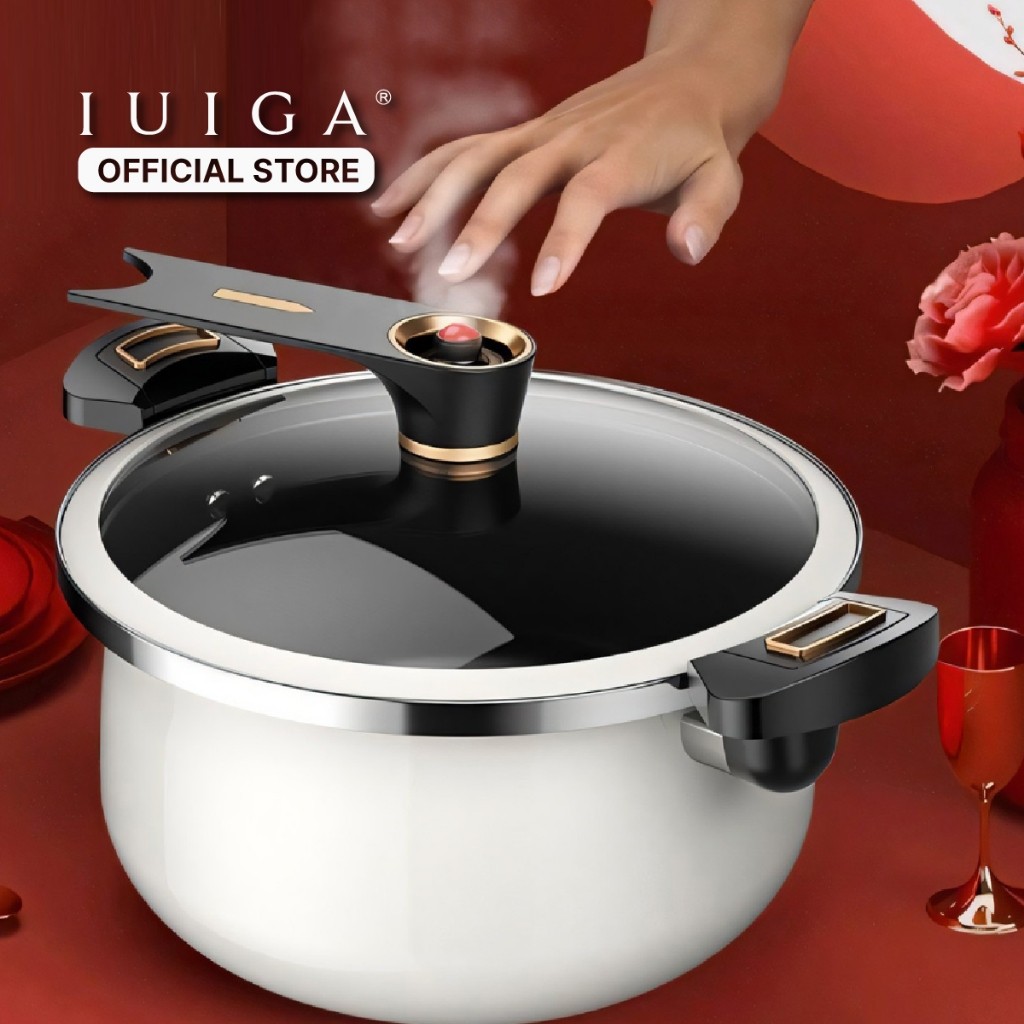 IUIGA Enamel Micro Pressure Cooker - Panci Presto Kecil Enamel Cocok untuk MPASI & Masakan Sehari-ha