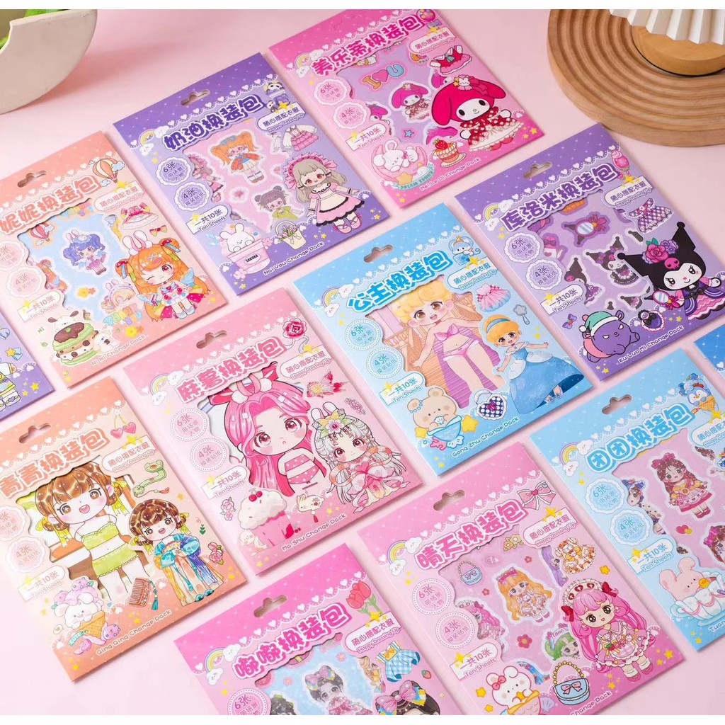 

Stiker anak Diy dress up ganti wajah change makeup sticker/Stiker Berganti Pakaian Stiker Putri Kartun Lucu Mainan