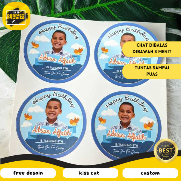 

INB Sticker Bulat Kecil 2-4 Ulang Tahun Anak Stiker Ultah Free Design Template Birthday Chromo