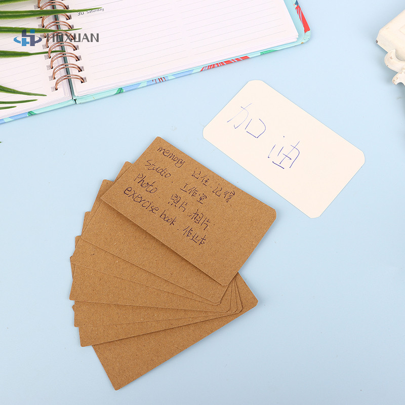 

100Pcs/Box Retro Double-sided Blank Kraft Paper Card Word Card Message Card DIY Postcard Gift Greeting Card For Business