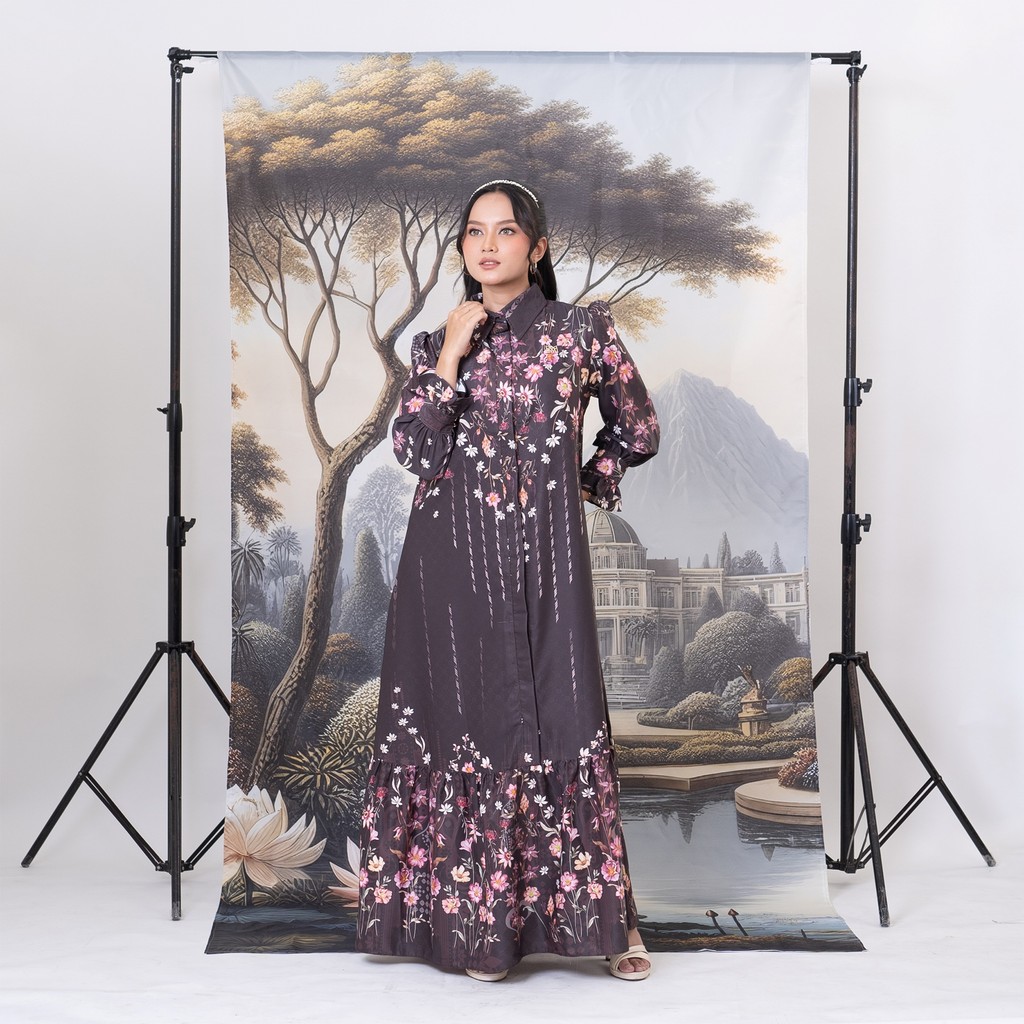 MAYANG COLLECTION - SERENA DRESS G02974 | GAMIS MOTIF BUNGA ATASAN WANITA