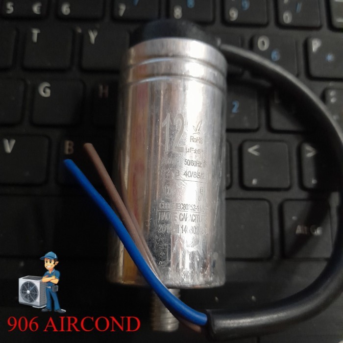 SPAREPART kapasitor mesin cuci origianl 12 uf Rosh CBB65 EC60252-1MKP