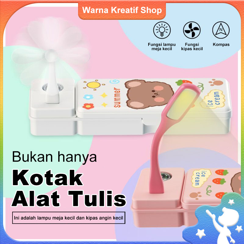 

Kotak Pensil 3-in-1 Multifungsi, Kipas Angin & Lampu Malam Mini, Tas Pensil untuk Anak Laki-Laki & Perempuan, Kotak Penyimpanan Alat Tulis