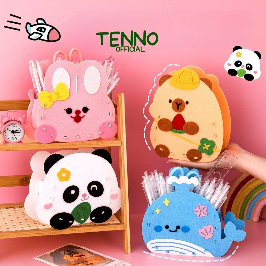 

TENNO Tempat Penyimpanan Alat Tulis DIY Do It Yourself Bahan Flanel lucu Kotak Pensil Pencil Case Craft Prakarya