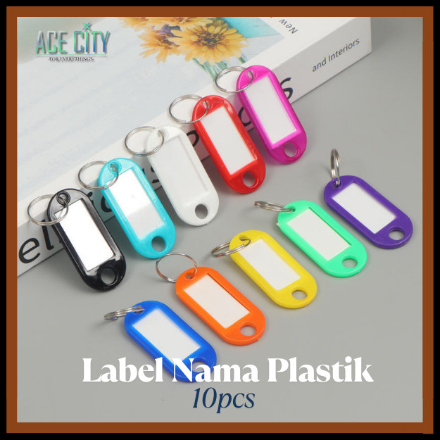 

10PCS Label Nama Plastik / Gantungan Kunci / Keychan Ring / Name Tag Ganci