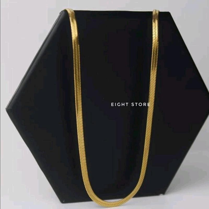 KALUNG TITANIUM EMMAS MUDEL BELUT GEPENG LEBAR 250MM PANJANG 50CM READY STOK Pria