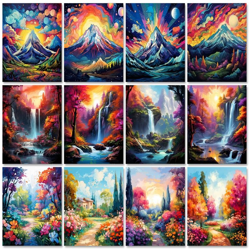 

RUOPOTY Frame Paint By Numbers For Adults Mountain Beginner Kits Landscape Easy Acrylic On Canvas For Home Decoration