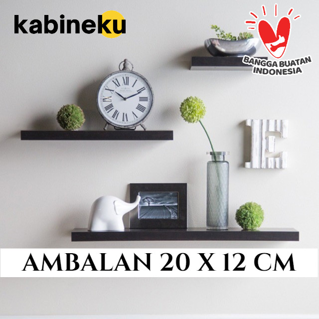 Ambalan Rak Dinding 3 pcs - Rak Gantung Minimalis untuk Kamar/Dapur, Dekorasi Estetik - Kayu Plywood
