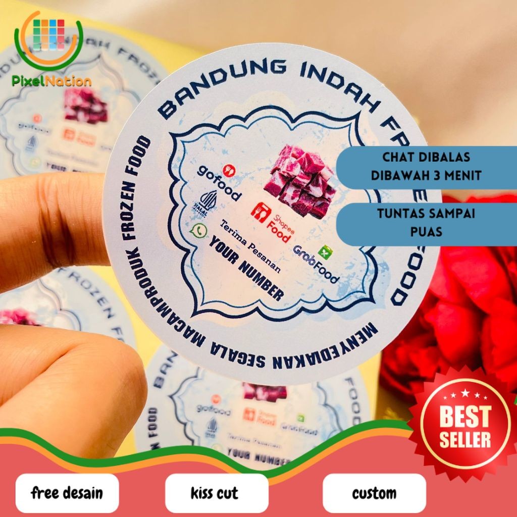 

PiNat Sticker Print Cetak Stiker Frozen Food Label Makanan Beku Produk Basah Bulat Chromo Murah