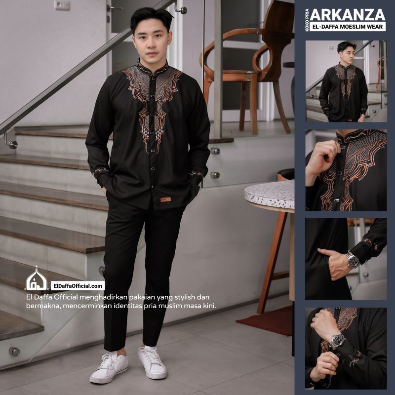 BAHAN ADEM / Baju Muslim Koko Arkanza ORIGINAL BY ELDAFFA - Baju Koko Pria