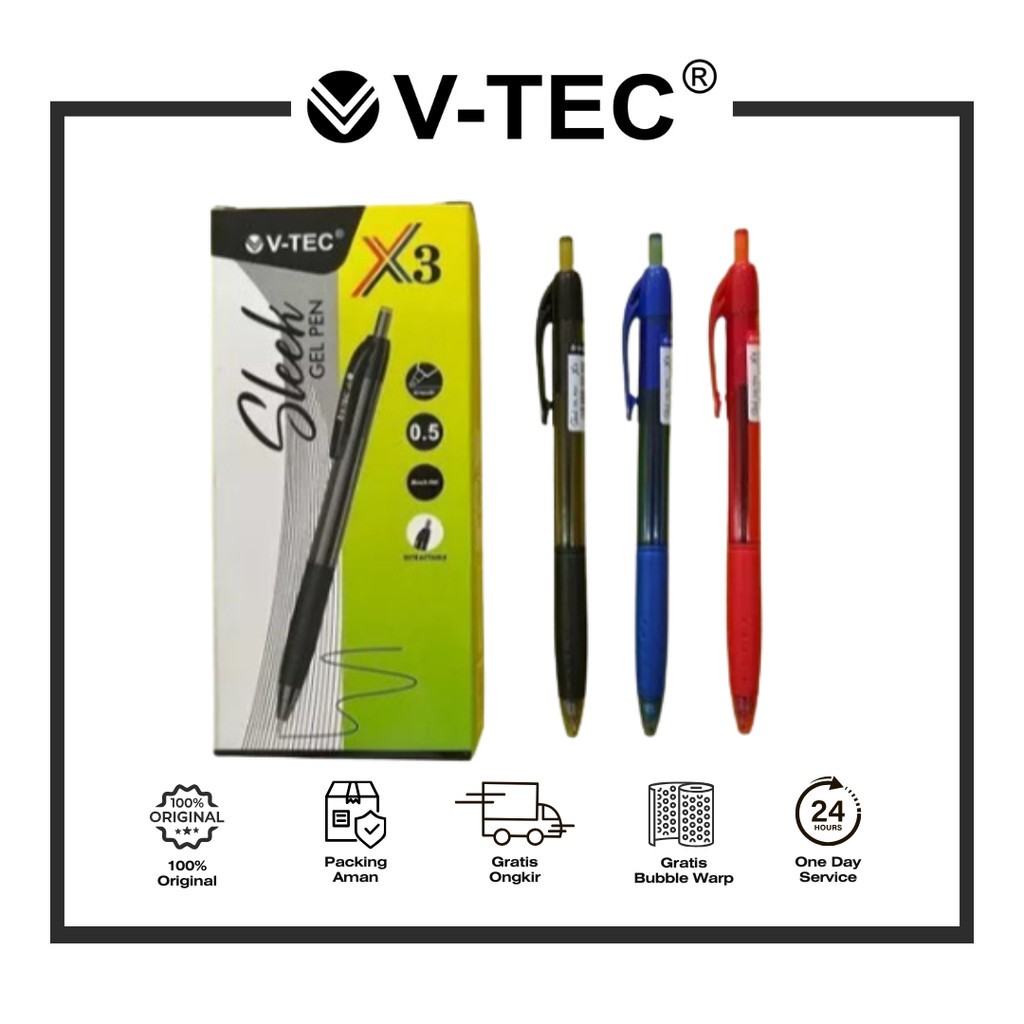 

V-TEC GEL PEN SLEEK X3 BIRU PAK
