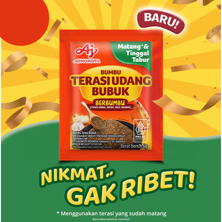 

JOSCELLY.ID AJINOMOTO Terasi Udang Bubuk Kemasan 6 gr (1 Renceng = 10 Sachet)