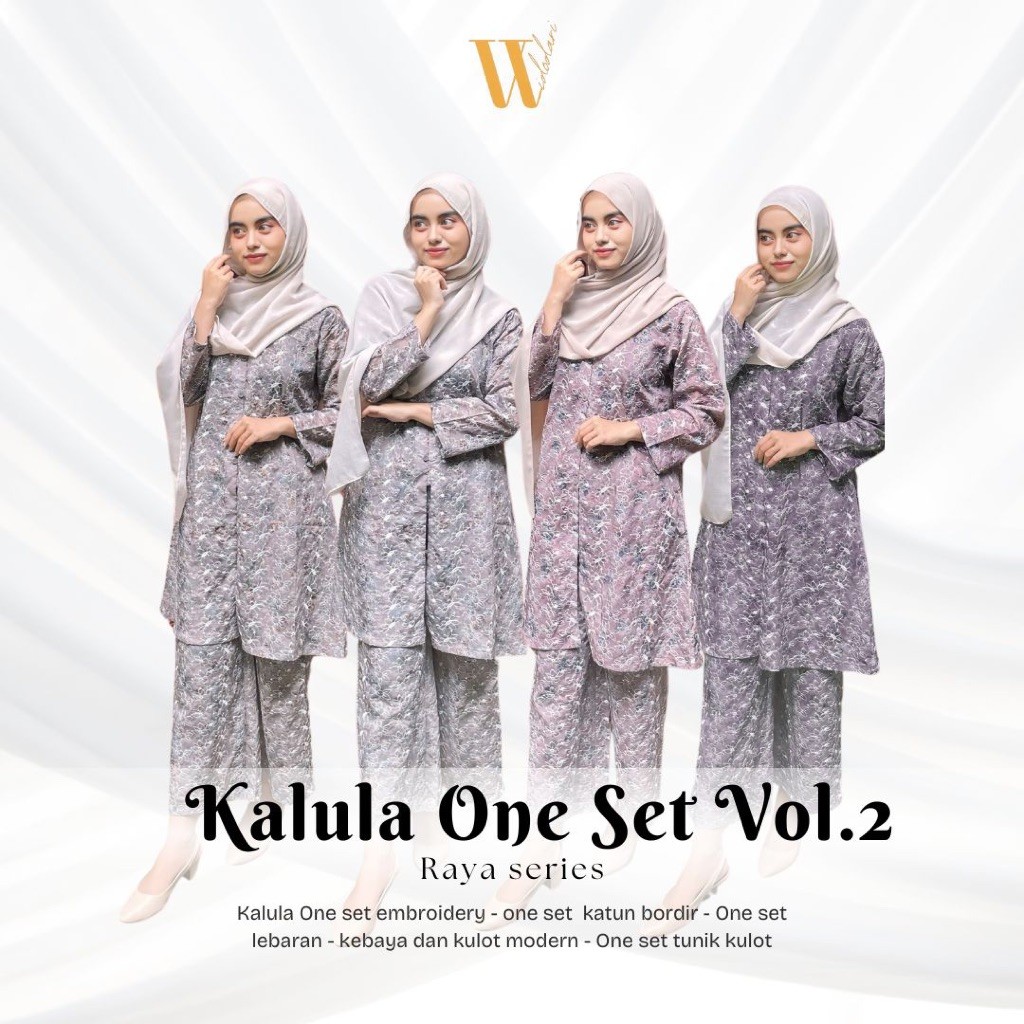 Widodari | Kalula One Set Embroidery - One Set Katun Bordir - One Set Lebaran - Kebaya Dan Kulot Mod