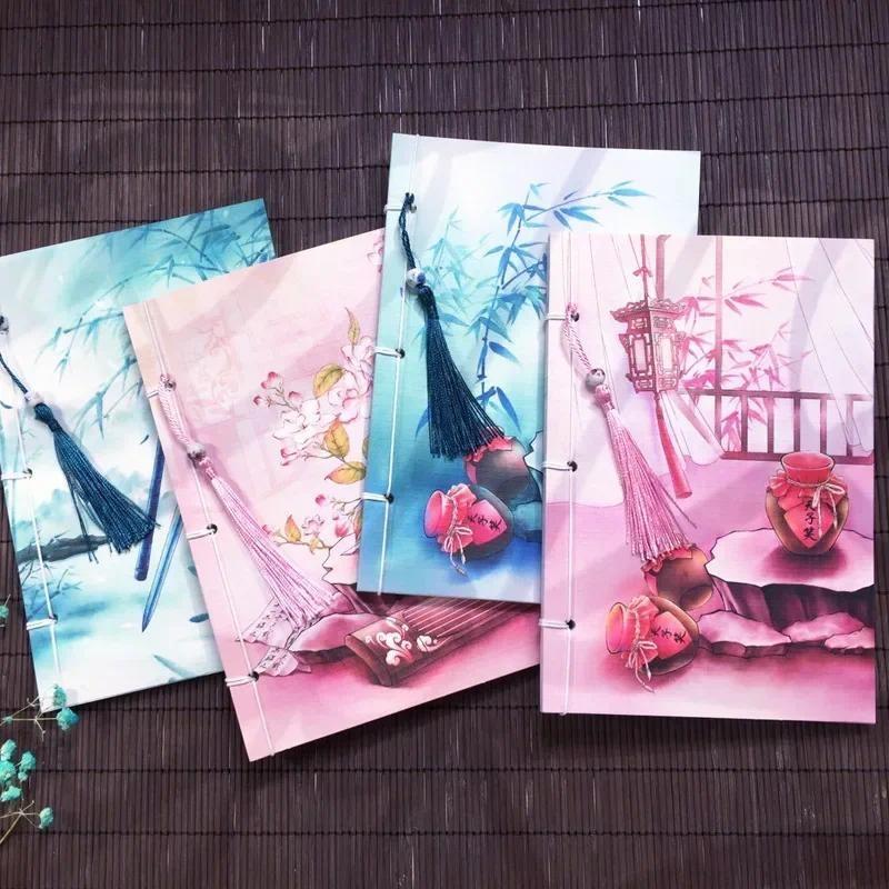 

Tassel Vintage Kraft Blank Paper Notebook Diary Planner Chinese Style Notepad for Calligraphy A5 Notepad Office Stationery Gift