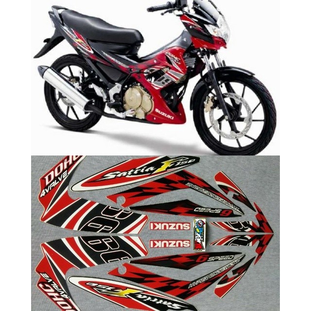 STIKER STRIPING LIS STANDAR ORI SATRIA  F FU MERAH TAHUN 2012