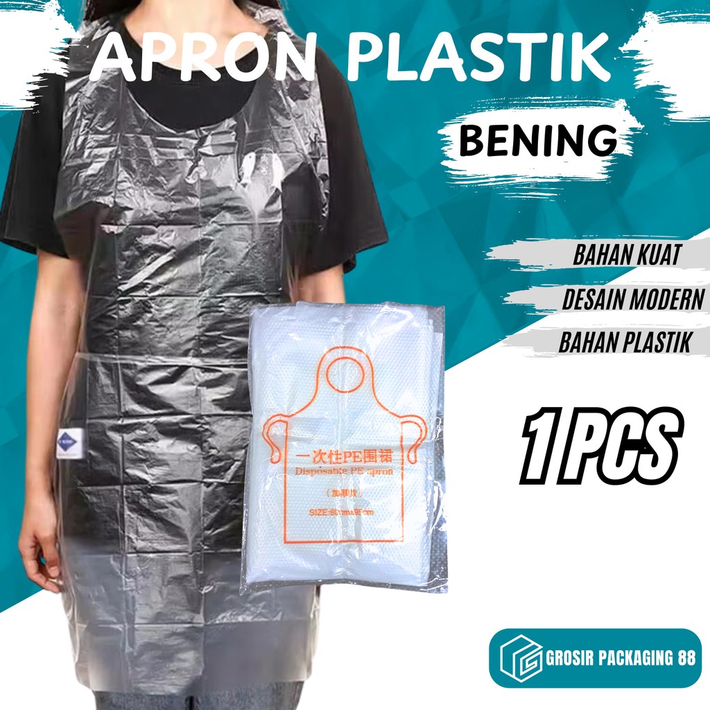 Apron Celemek Plastik Bening Apron Disposable PE Alat Perlindungan Diri Baju Pendek Multifungsi