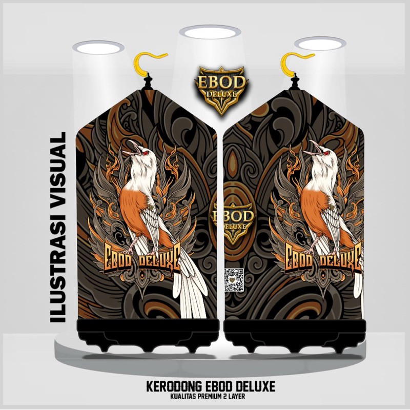 Kerodong Motif Double Kain EBOD DELUXE Bahan Jersey Premium Krodong Motif Terbaru 2024