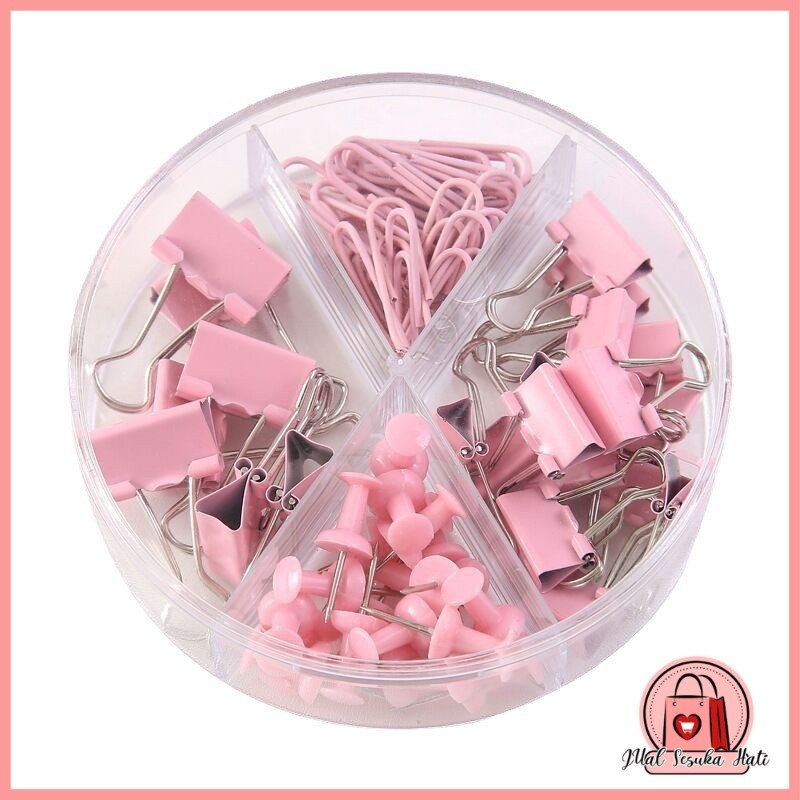 

HL0684 72 PCS Kombinasi penjepit kertas cute/ Paperclip binder clip push pin Y1876