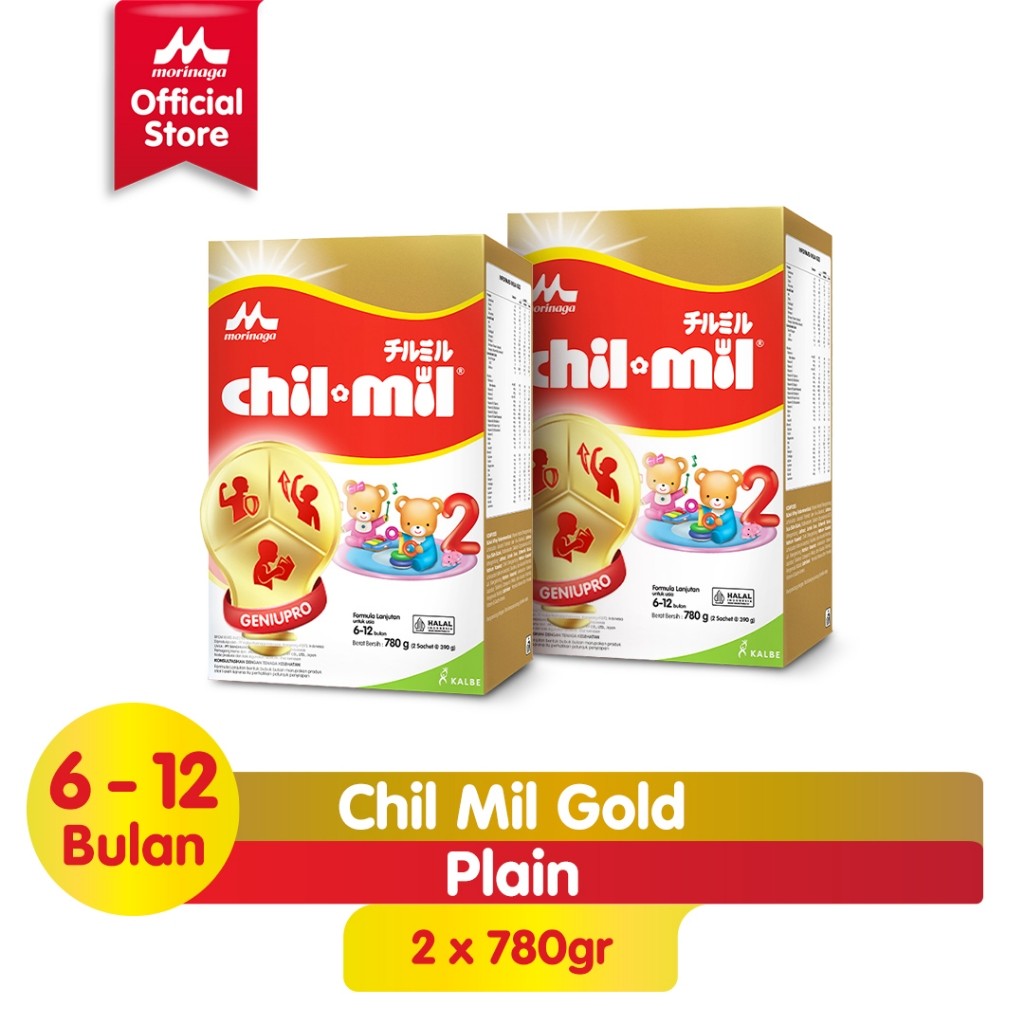 

Paket 2 pcs Morinaga Chil Mil Gold Geniupro Formula Bayi 6-12 Bulan 780g