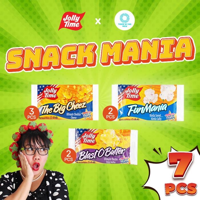 

Paket Snack Mania (3TBC, 2BOB, 2 FM) - Jolly Time Mircowave Popcorn X TWA