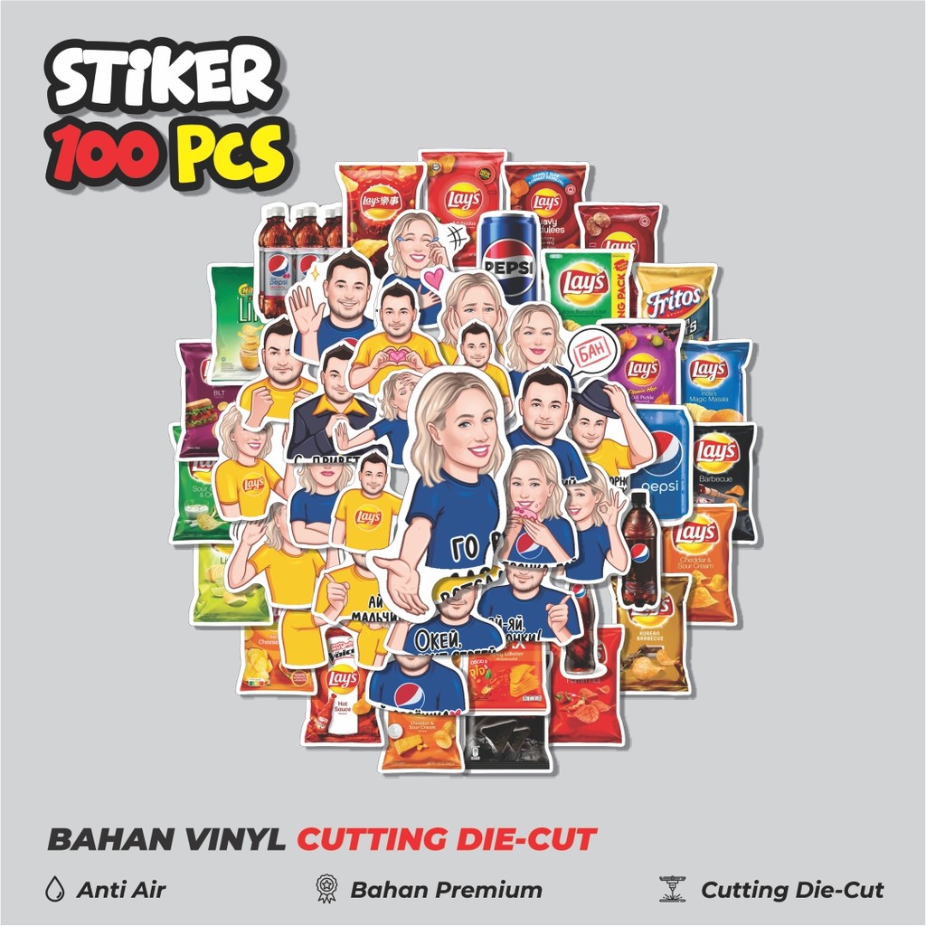 

Terbaru! 50 pcs Stiker Makanan Ringan Lays & Pepsi Dekorasi Lucu Kreatif untuk Notebook, Skateboard, HP