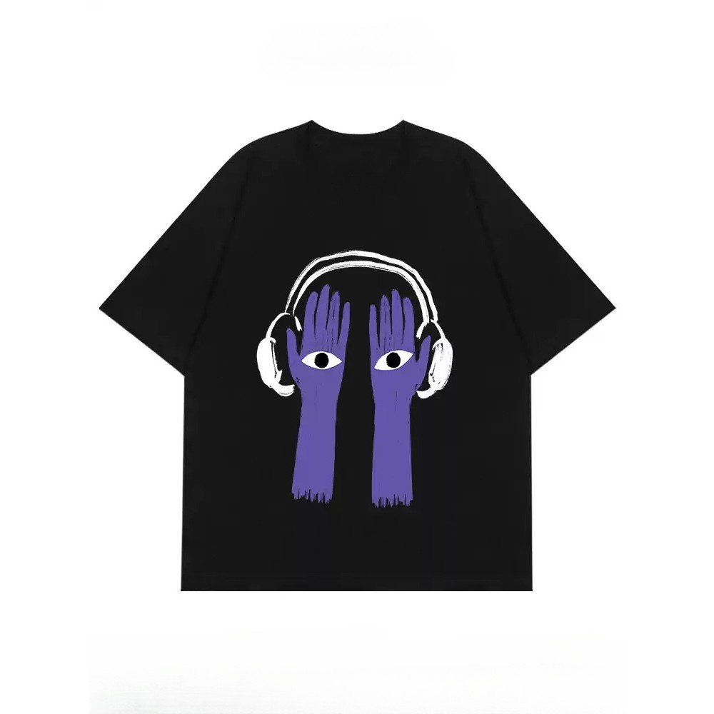 MCM KAOS boxy pencetakan Amerika Retro Mode jalanan  kaos pria wanita atasan Lengan Pendek T-shirt s