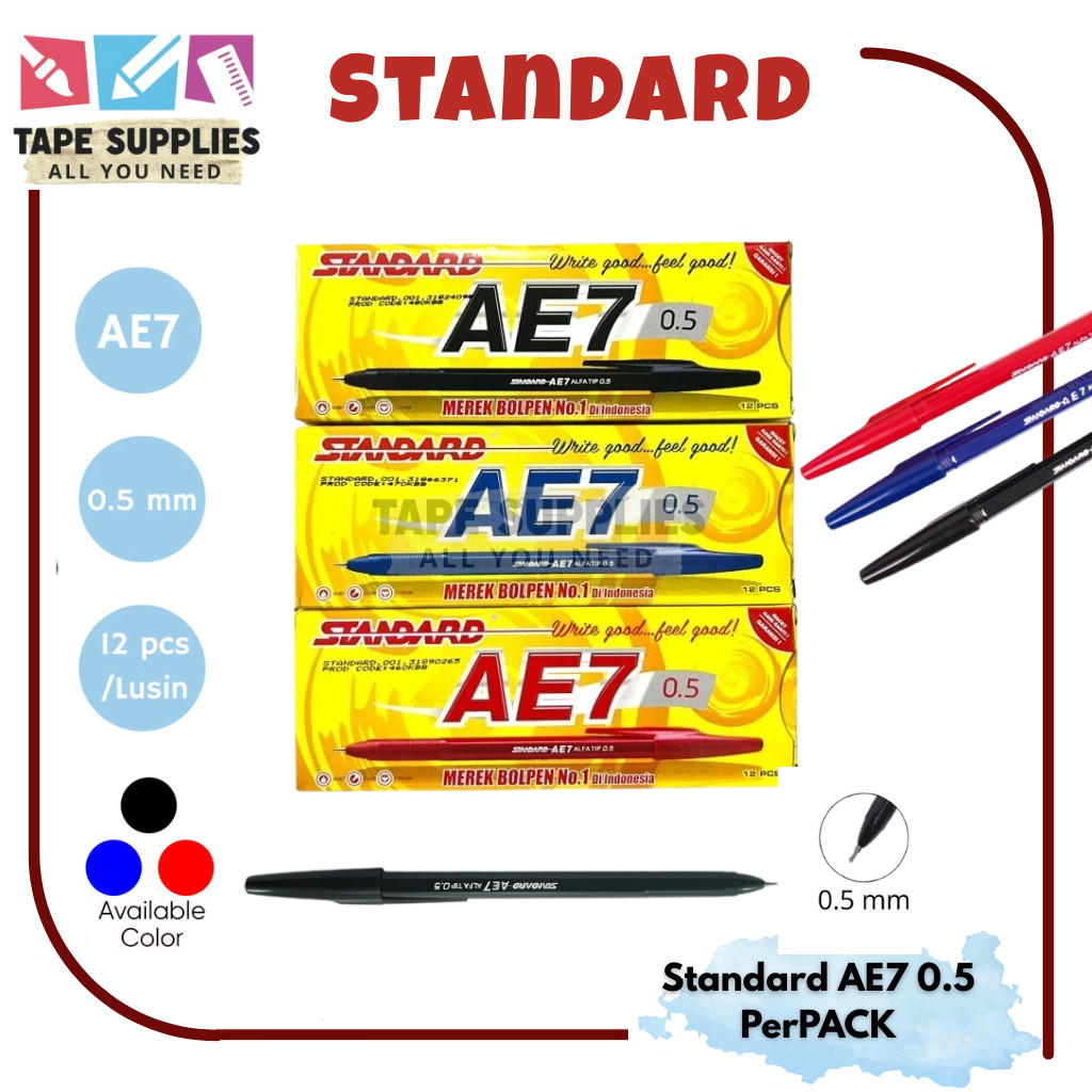 

New Pulpen Standard AE7 1 Pack(12PCS) / Ball Pen / Pena 0.5mm Standard AE7Premium