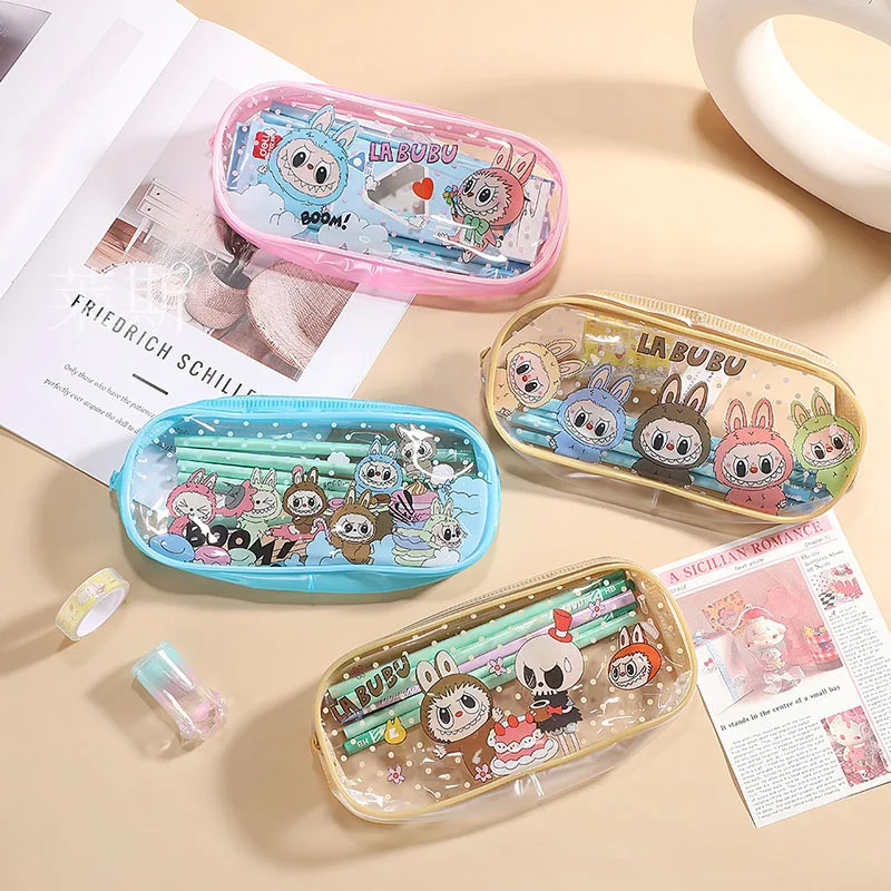 

Cartoon Large Capacity Transparent Double Layer Pencil Case Cute And Simple Stationery Box