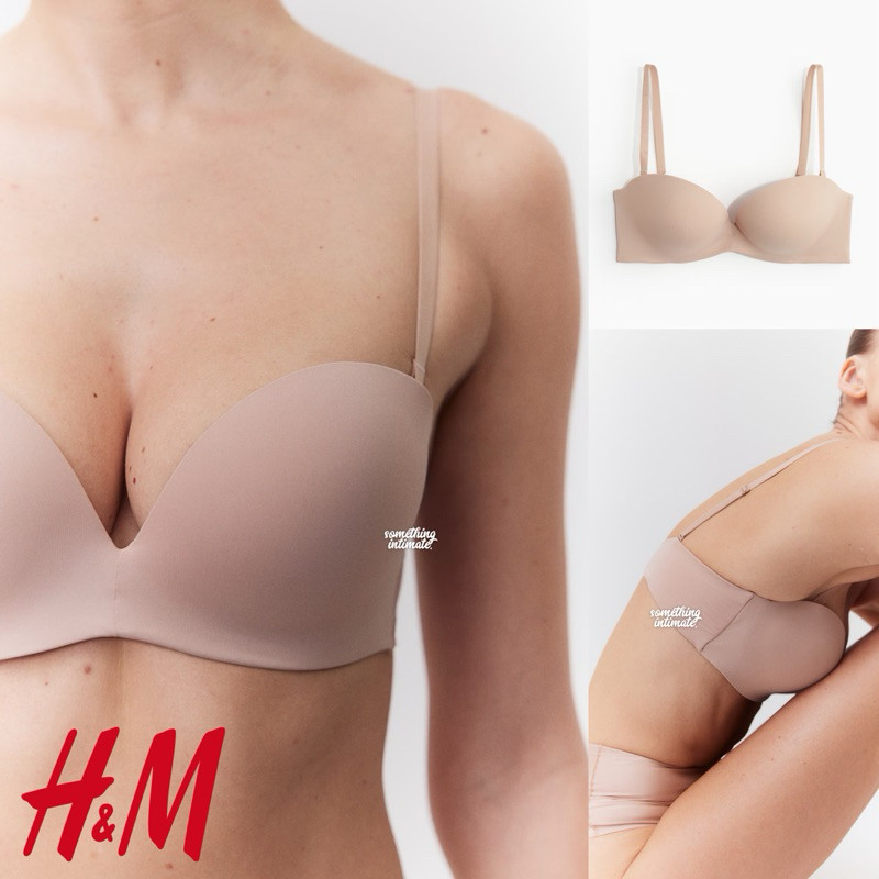 H&M Nude Strapless Bra BH Tali Lepas Kemben Microfiber Strapless Balconette Bra / Bh Tanpa Tali Nude