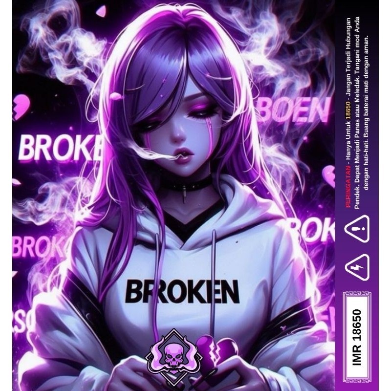 

- Stiker Skin Wrap Baterai 18650 Motif Broken Series - Pelindung dan Penghias Baterai 18650 Untuk Segala Merek Baterai