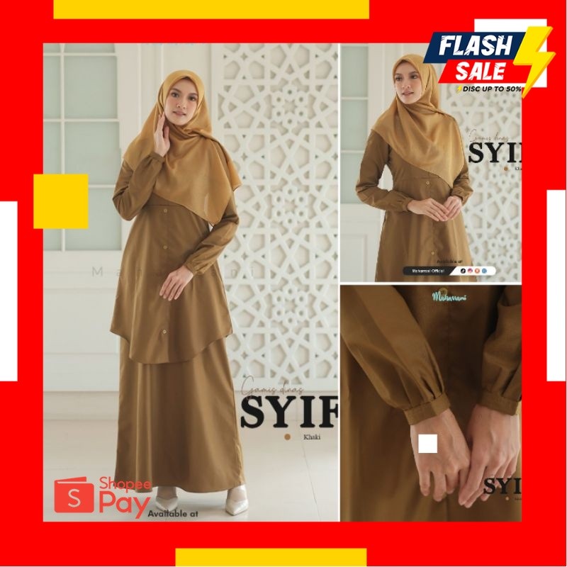 A10.10 |   Seragam Syifa Dress By Maharani Baan Katun Toyobo Super Adem Nyaman Seragam Dinas Pns Wan