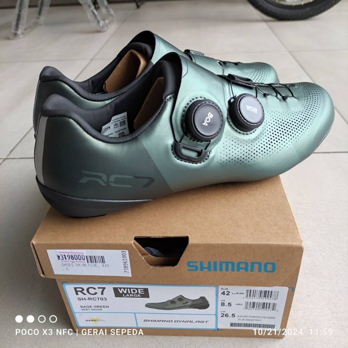 Sepatu Shoes Road Shimano SH-RC703E wide Sage Green