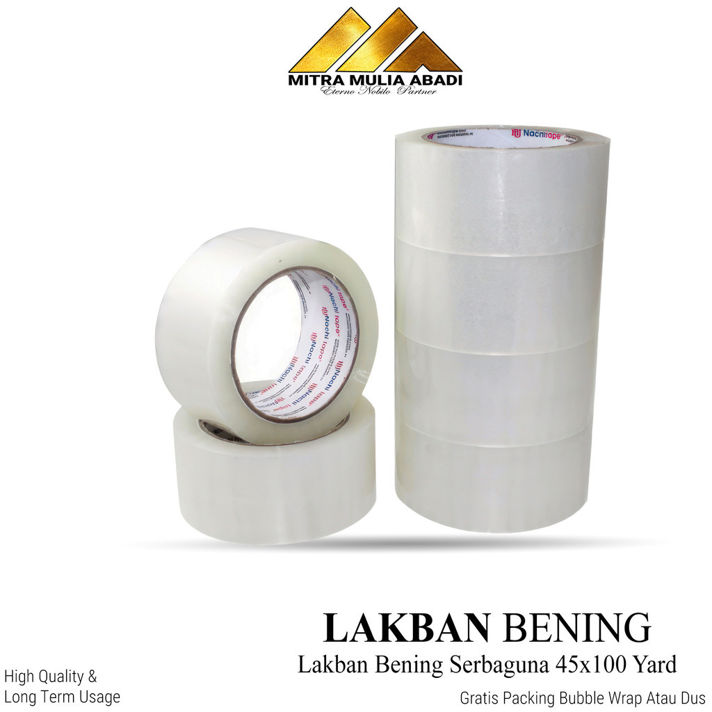Lakban Plastik Bening 100yard Takumi Isolasi Solatip Bening Besar Multifungsi